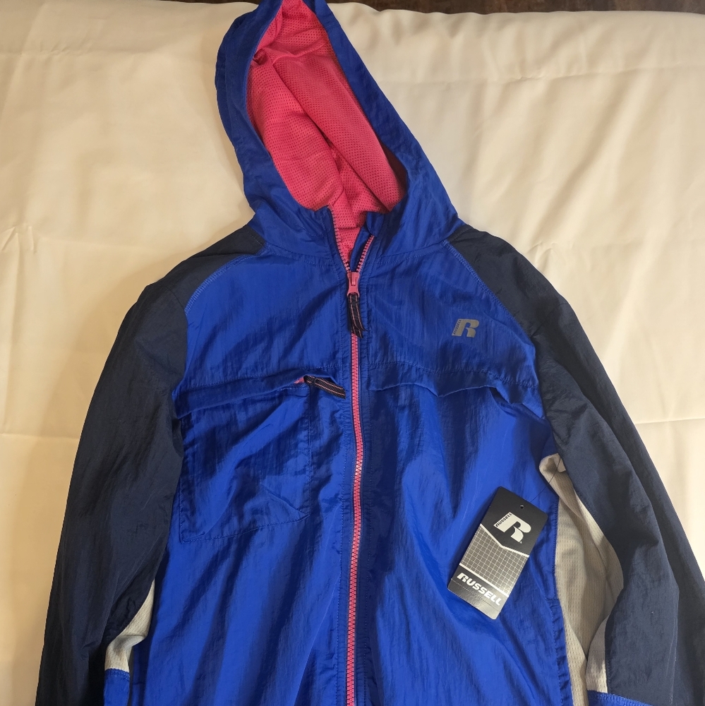 Russell Athletic Kids Blue and Pink Raincoat